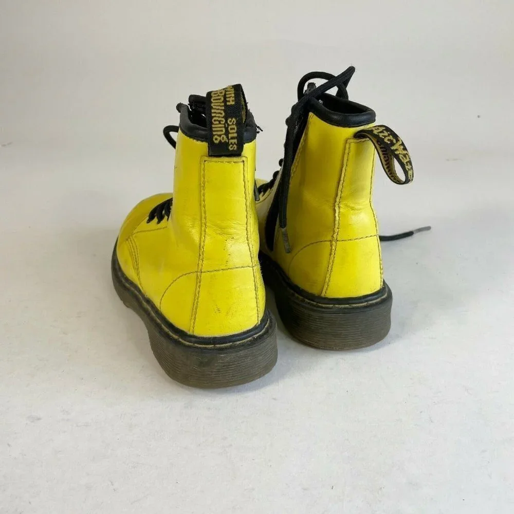 Dr. Martens Junior Little Kids Delaney Ankle Boots Sz 12 Yellow Leather Side Zip